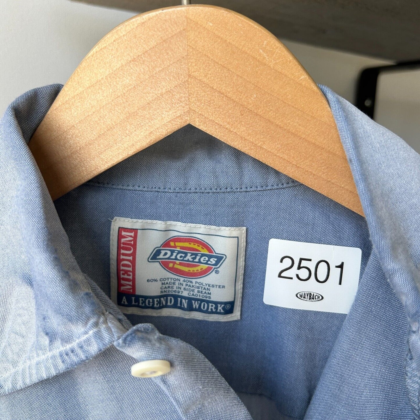 VINTAGE | Dickies Faded Blue Short Sleeve Button Snap Shirt sz M