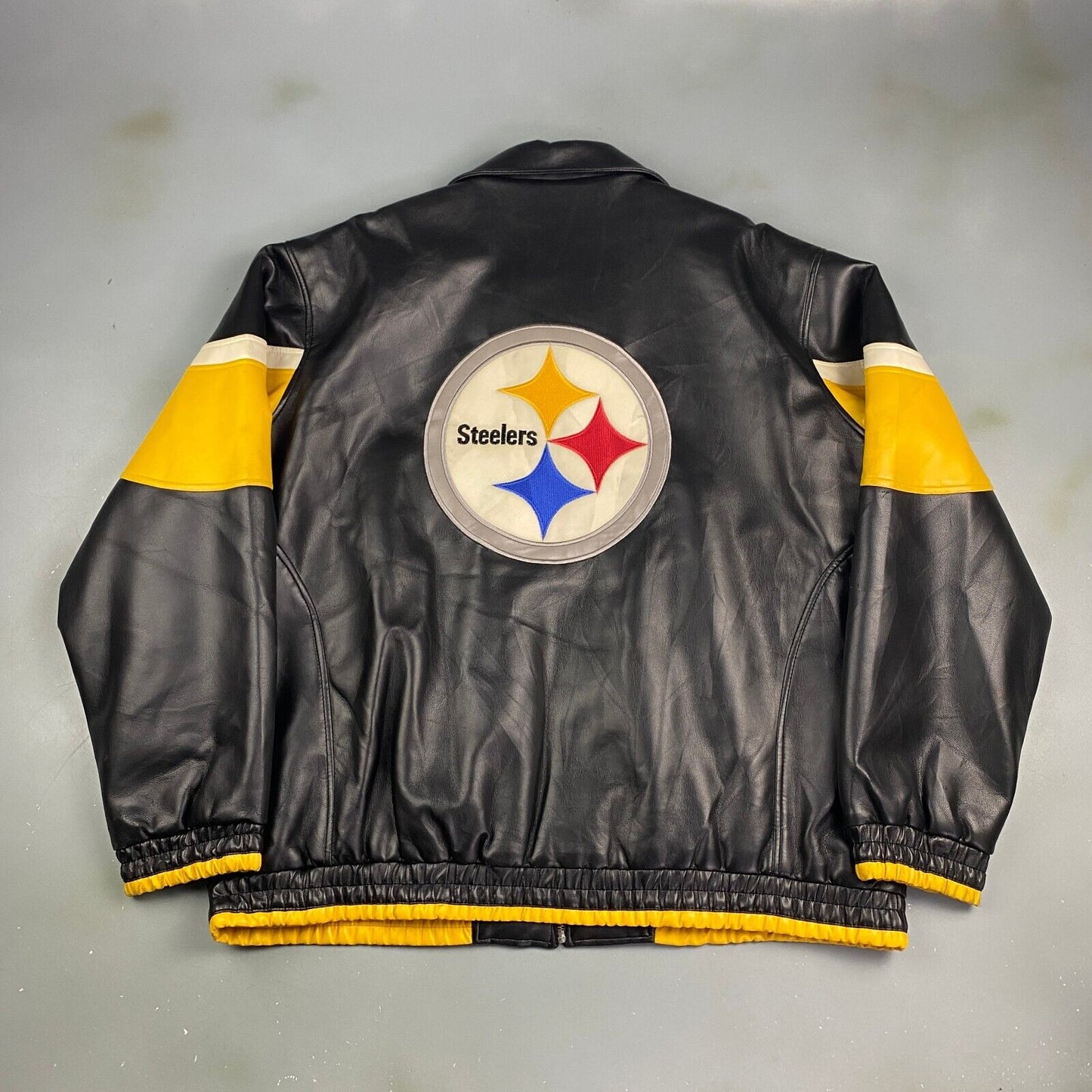 VINTAGE NFL Pittsburgh Steelers Leather Football Jacket sz XL Men Adult