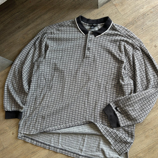 1990s | NIKE GOLF Geometric Textured Rugby Polo Shirt sz XL