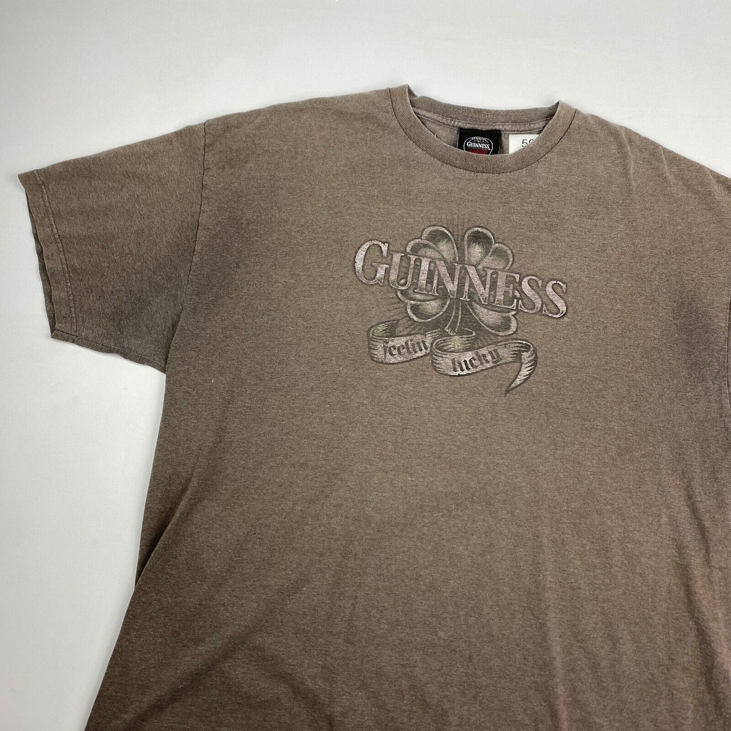 VINTAGE Guinness Feelin Lucky Faded Brown T-Shirt sz XXL Men