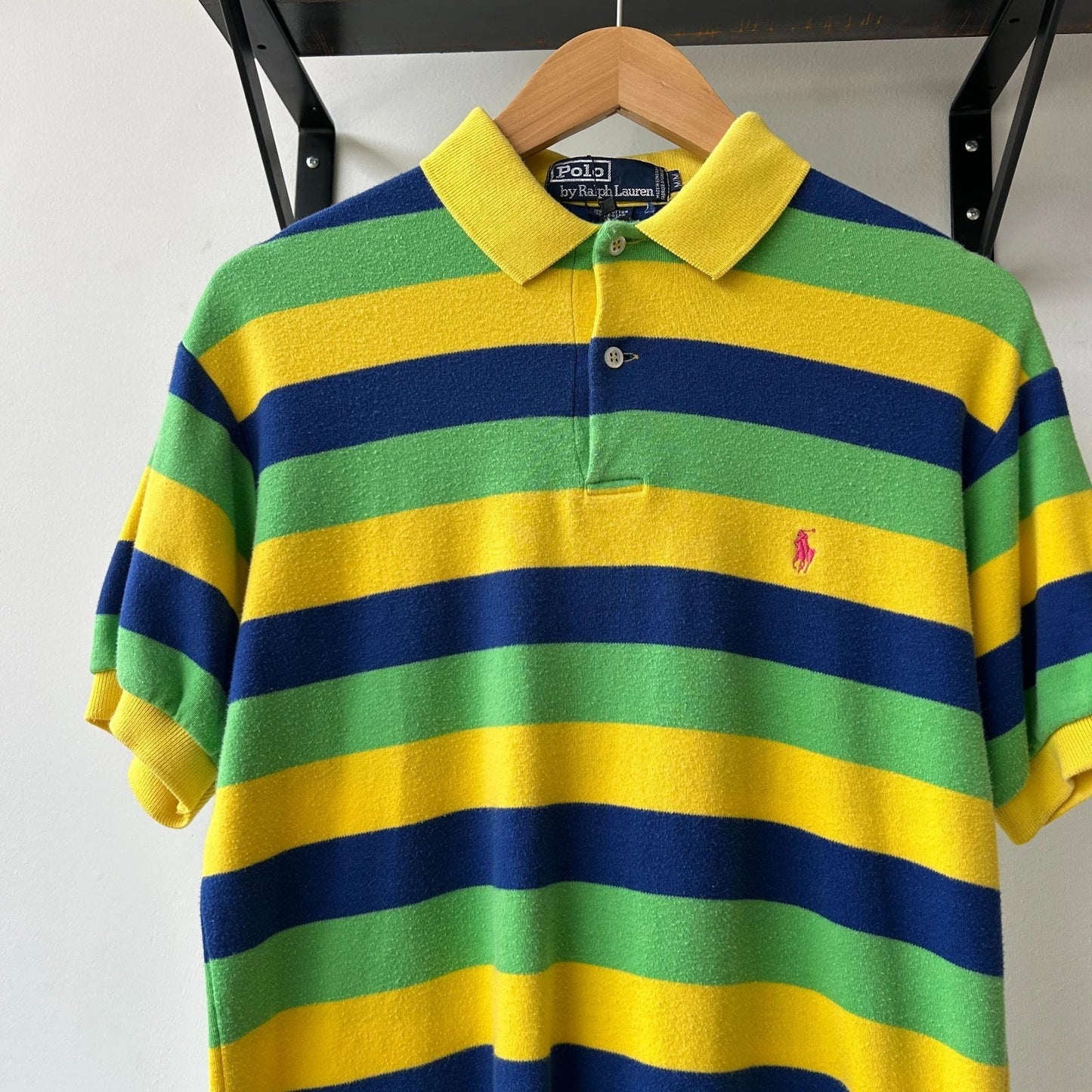 VINTAGE 90s | Ralph Lauren Sm Pony Candy Striped Polo Shirt sz M