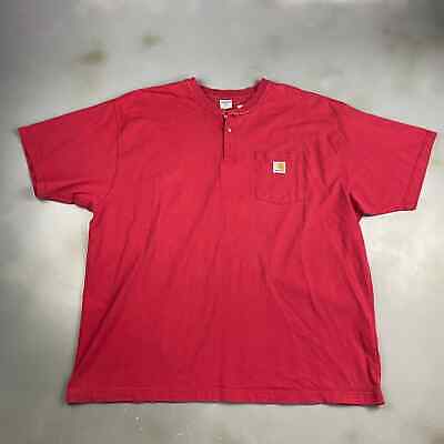 VINTAGE Carhartt Red Henley Pocket T-Shirt sz XXL Adult