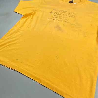VINTAGE 90s Hunters Make Better Lovers Faded Yellow T-Shirt sz XL Men Adult