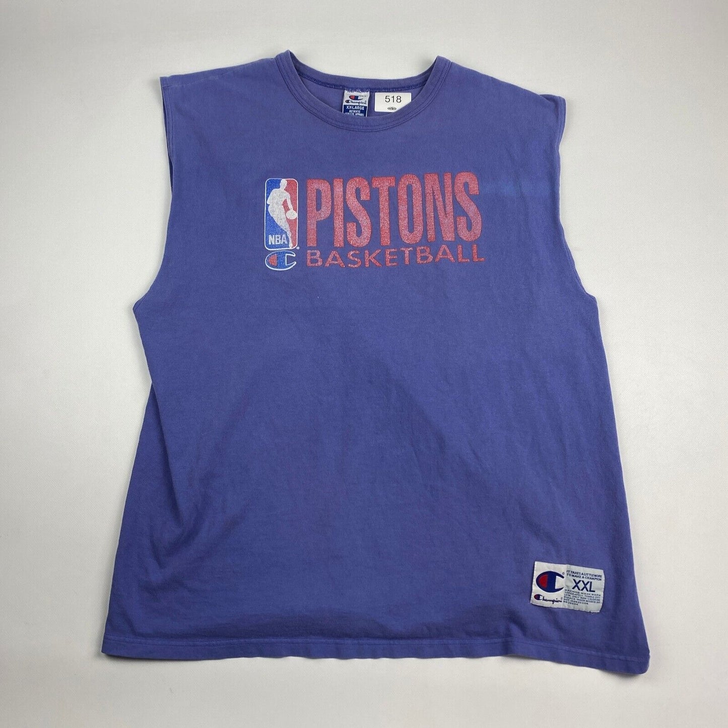 VINTAGE 90s NBA Detroit Pistons Champion Sleeveless Tank T-Shirt sz XXL Men