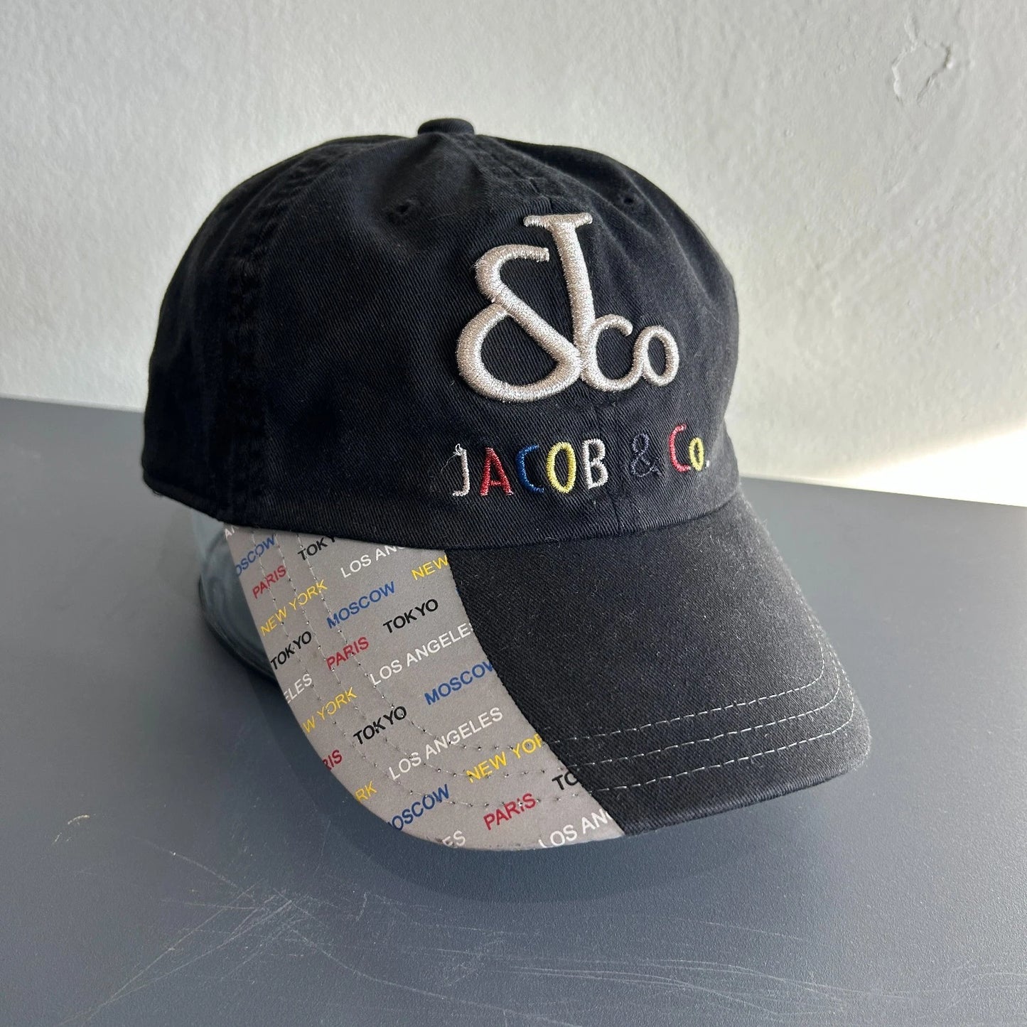 VINTAGE | Jacob & Co Jewelry Logo Reflective Brim Hat sz OS