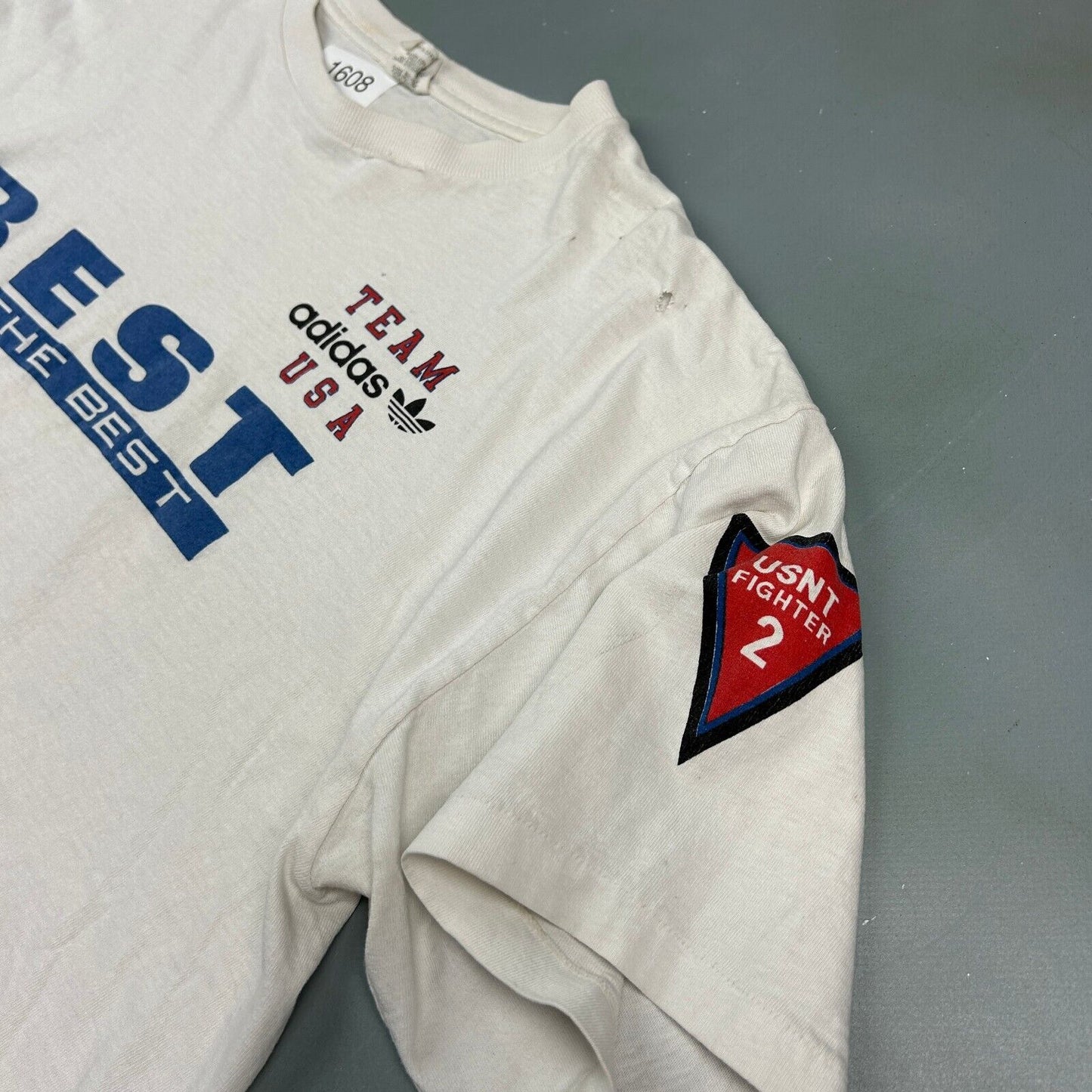 VINTAGE 80s | ADIDAS Team USA Martial Art White T-Shirt sz L Adult