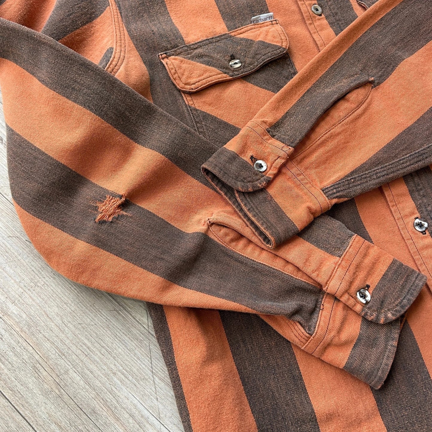 VINTAGE | Carhartt Rugged Outdoor Wear Striped Button Down Shirt sz L