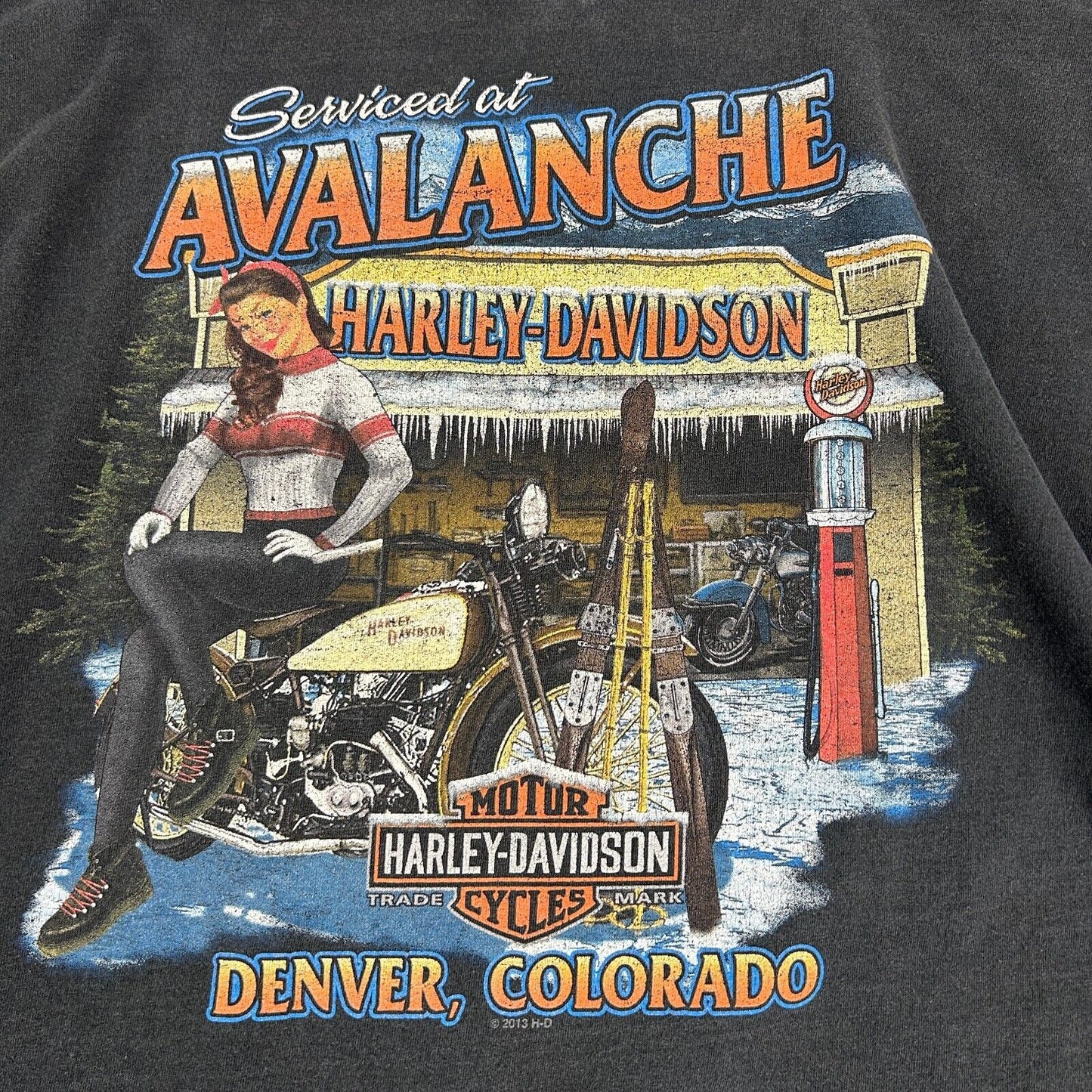 VINTAGE | Harley Davidson Avalanche Colorado Biker T-Shirt sz 5XL Adult