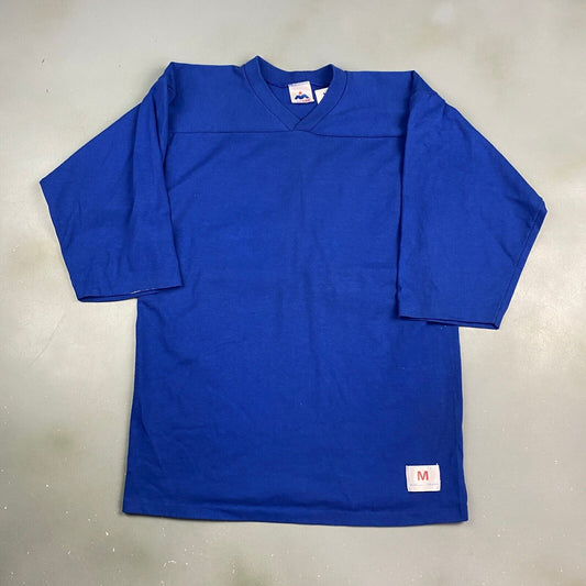 VINTAGE 80s Blank #90 Blue Raglan T-Shirt sz Medium Men Adult