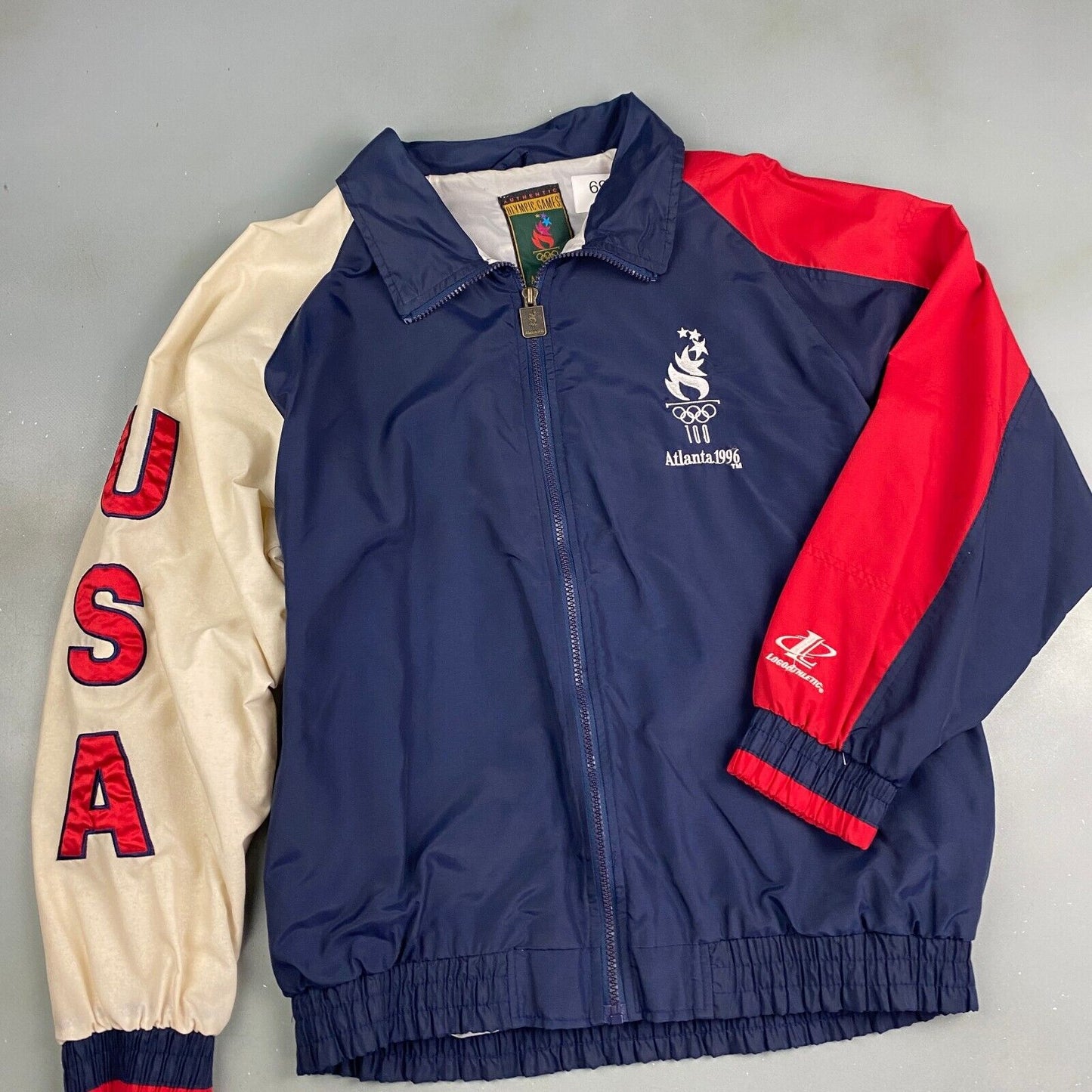 VINTAGE 90s Atlanta USA Olympics Logo Athletic ZipUp Windbreaker Jacket sz L Men