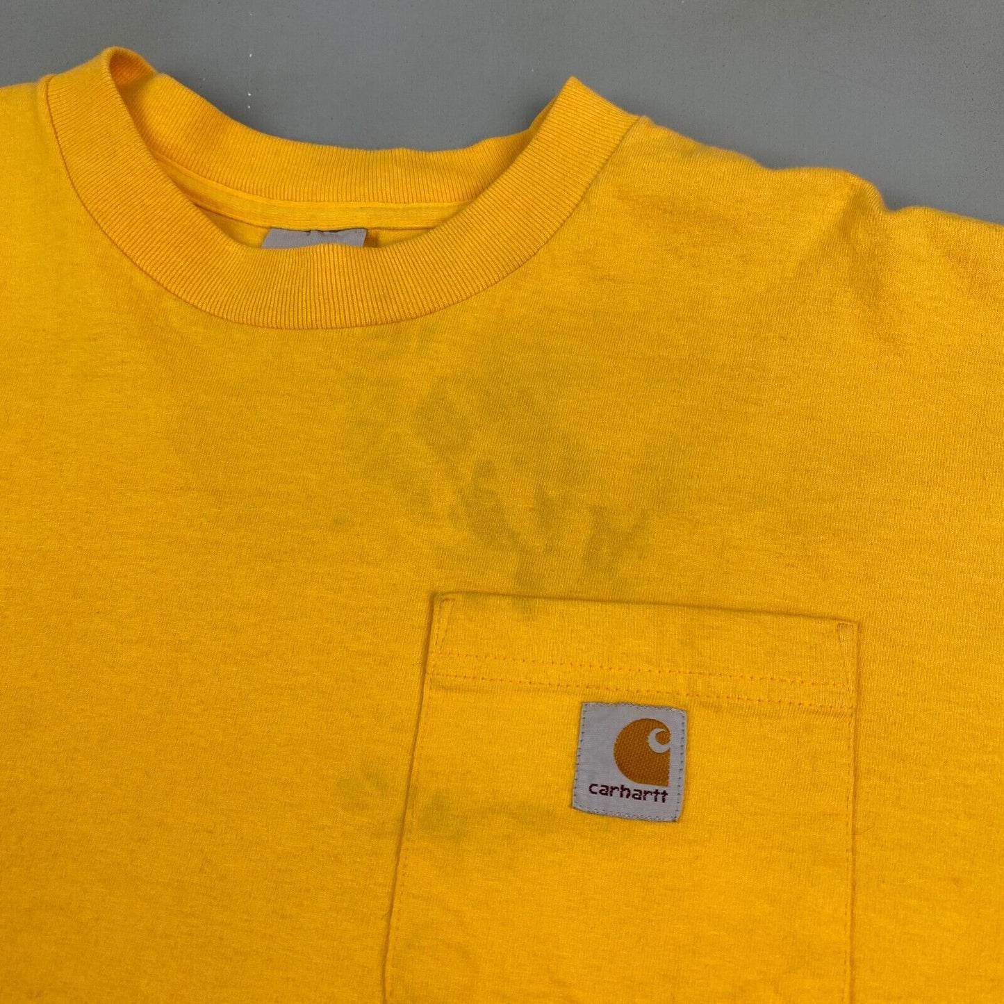 VINTAGE Carhartt Sm Logo Yellow Pocket T-Shirt sz XL Men