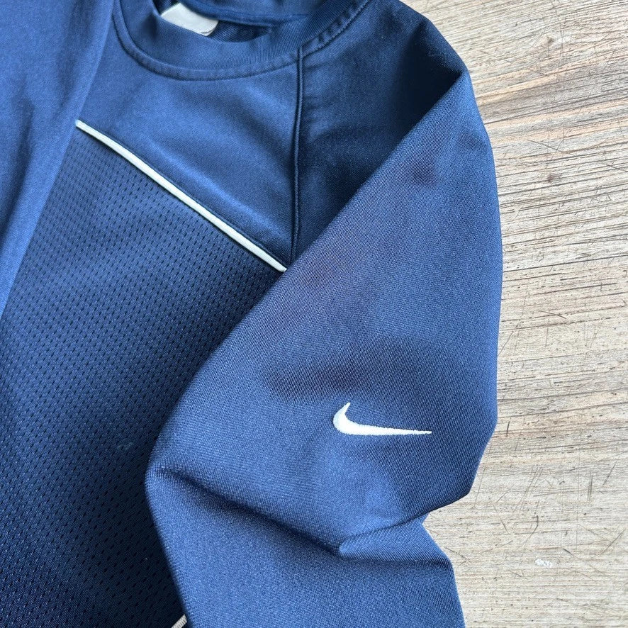 2000s | NIKE Hoops Navy Pin Stripe Long Sleeve Jersey T-Shirt sz L