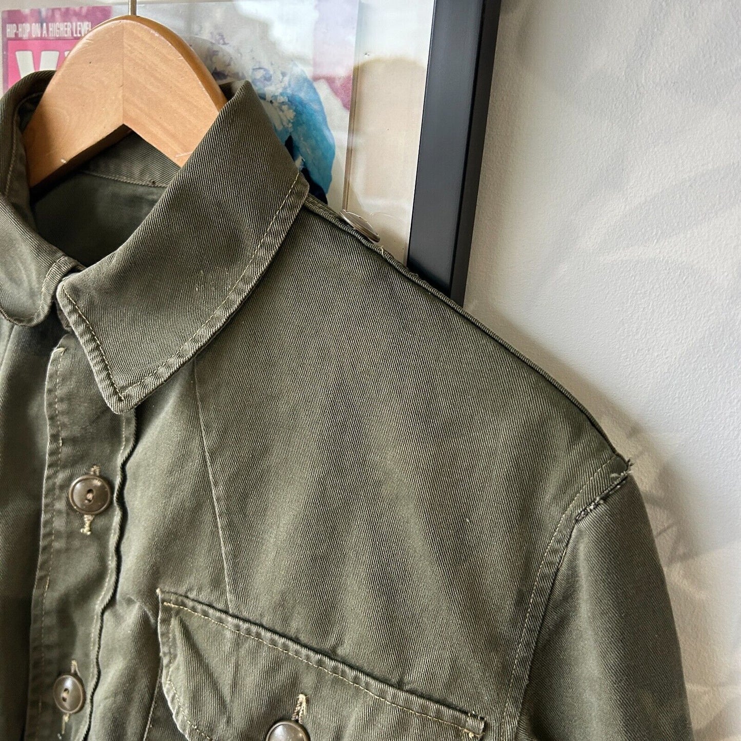 VINTAGE | Military Army Fatigue Combat Button Down Shirt Jacket sz L
