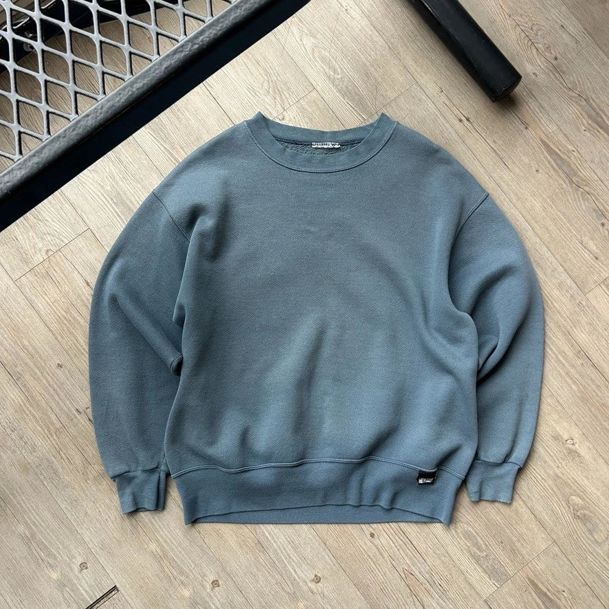 VINTAGE 90s | Faded Clay Blue Blank Crewneck Sweater sz M/L