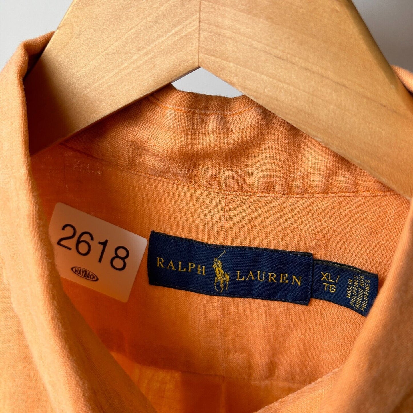 VINTAGE | Ralph Lauren Orange Linen Short Sleeve Button Down Shirt sz XL