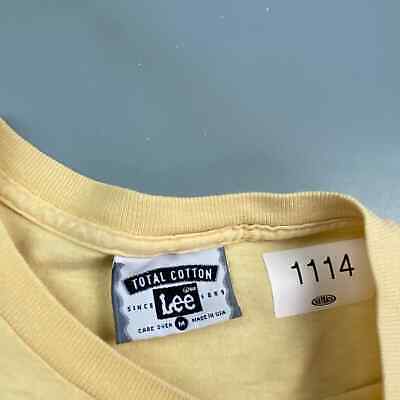 VINTAGE 90s Blank Faded Yellow Lee T-Shirt sz S-M Men Adult
