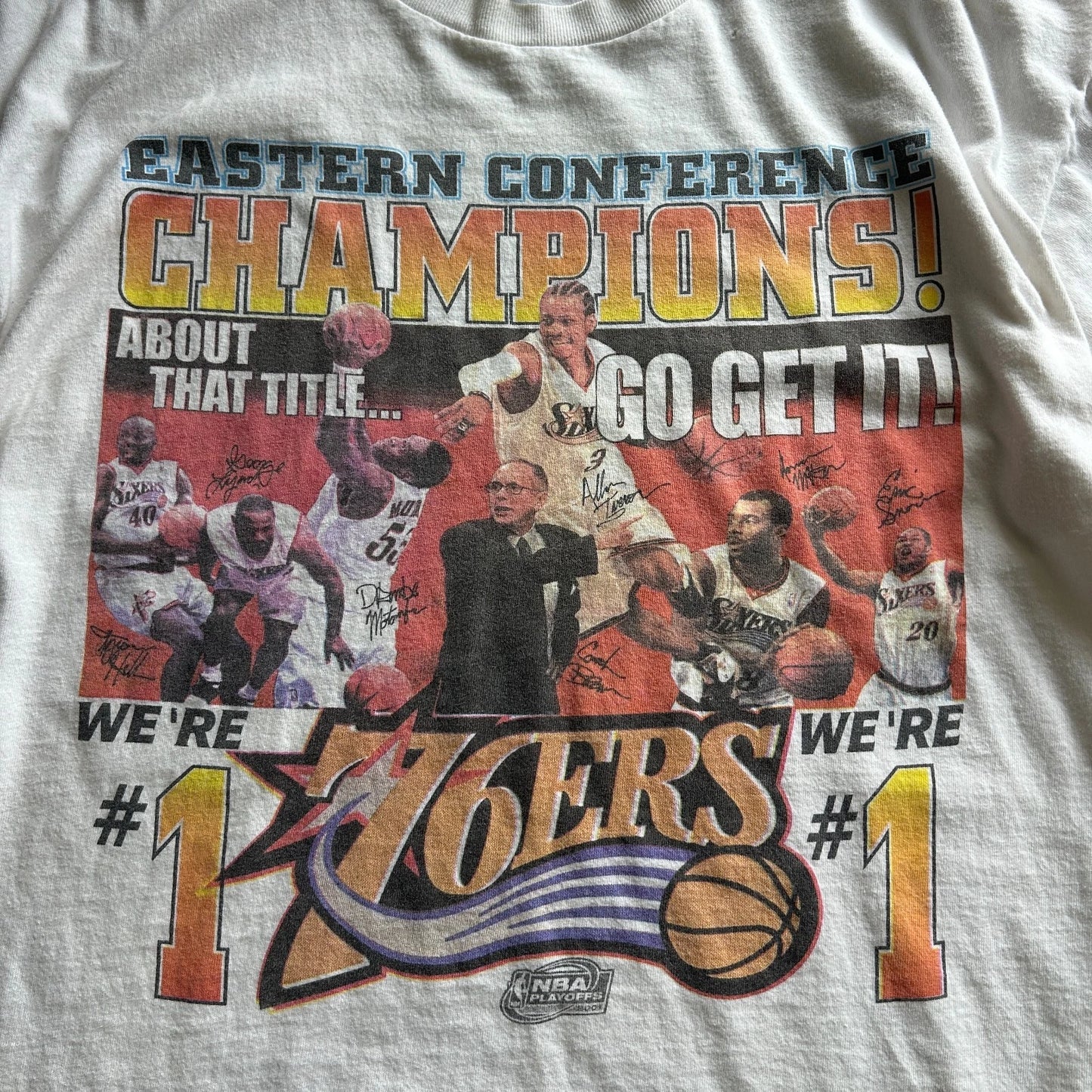 VINTAGE 2001 | Philadelphia 76ers Iverson NBA Playoffs Basketball T-Shirt sz XL