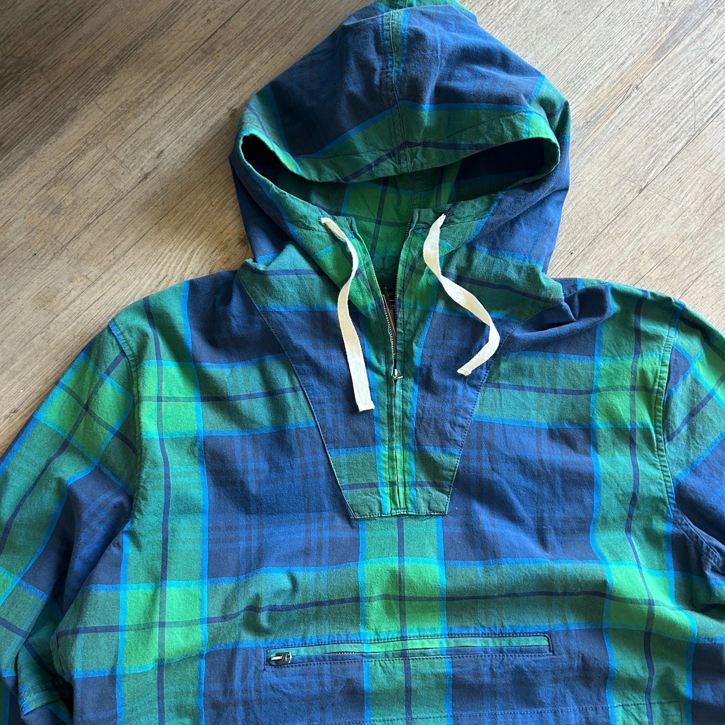 VINTAGE Y2k | Abercrombie & Fitch Plaid 1/4 Zip Anorak Hooded Jacket sz L