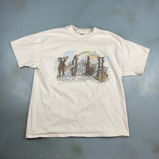 VINTAGE 90s Sight & Sound Noah Animals White T-Shirt sz XL Men Adult