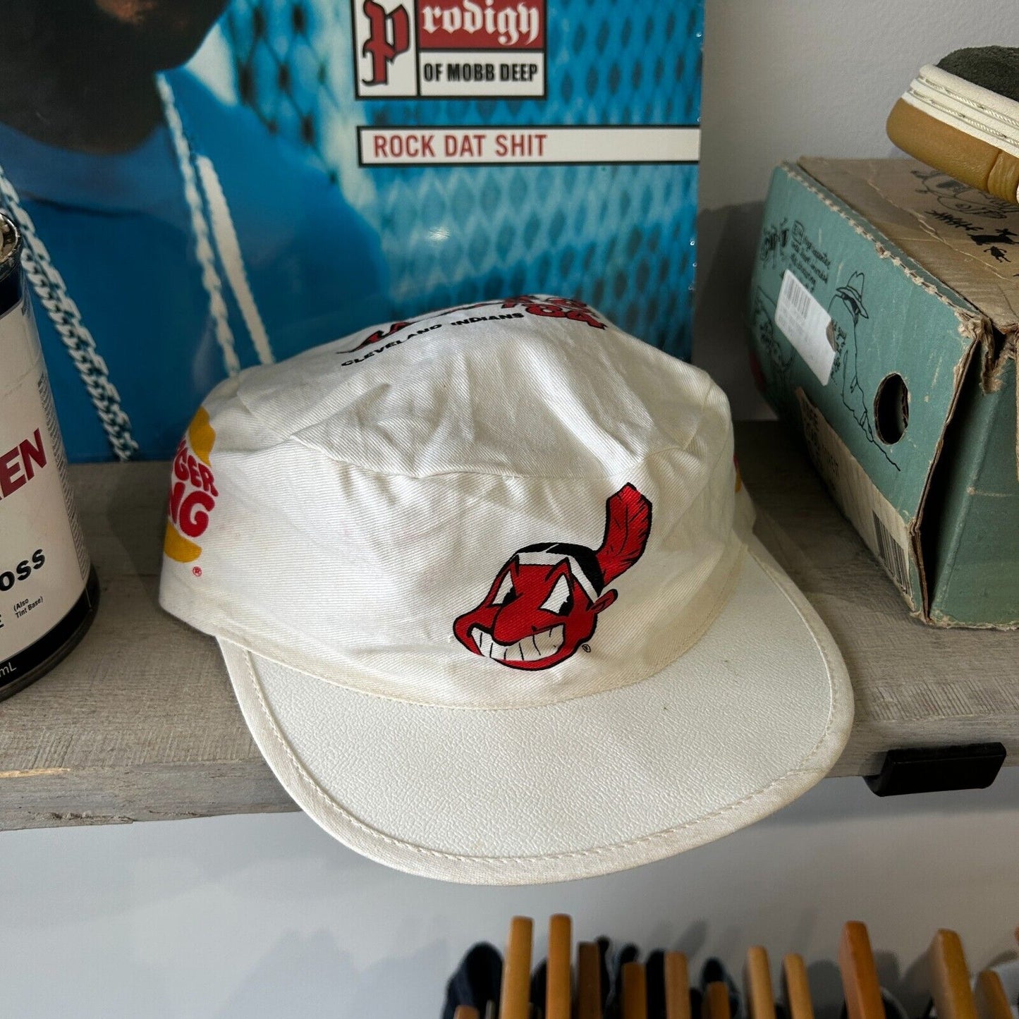 VINTAGE 80s | Cleveland Baseball Burger King Painter Cap HAT One Size Adult