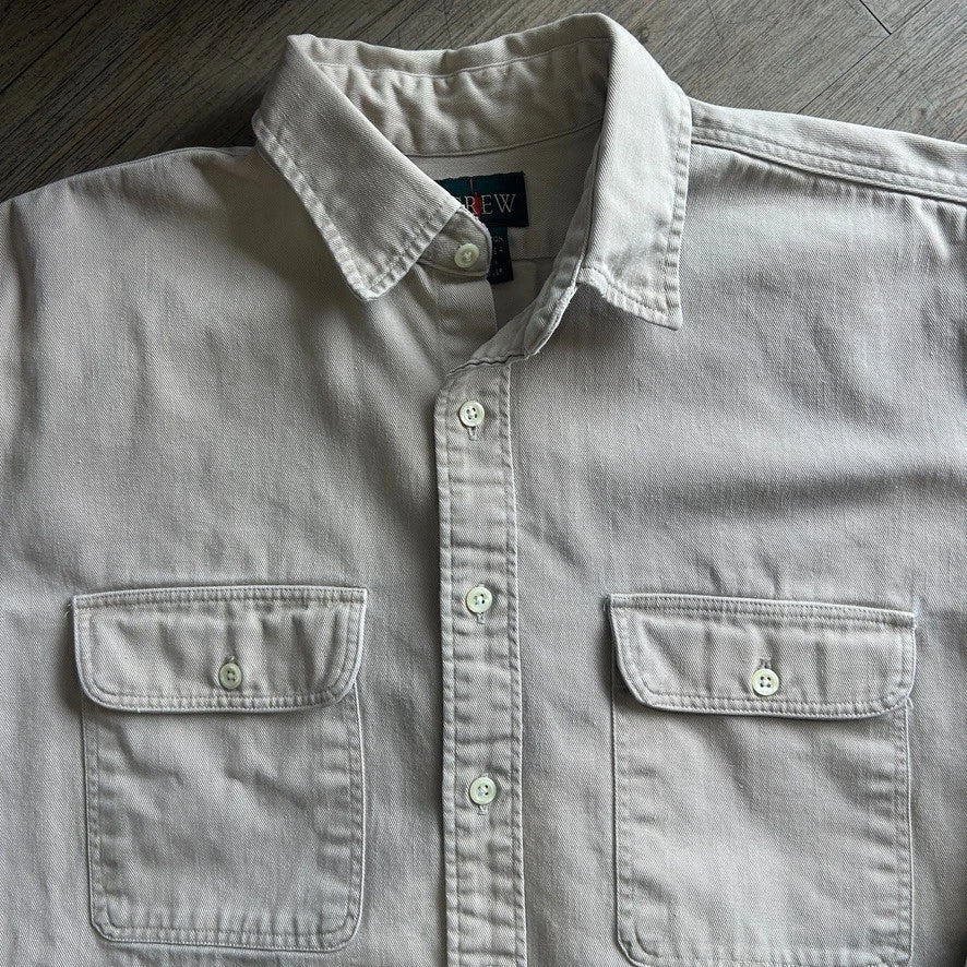 1990s J.CREW | Vintage Tan USA Made Button Down Shirt sz L