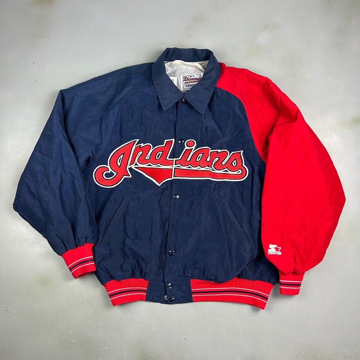 VINTAGE 90s Cleveland Indians Starter Diamond Collection Jacket sz M Adult Men
