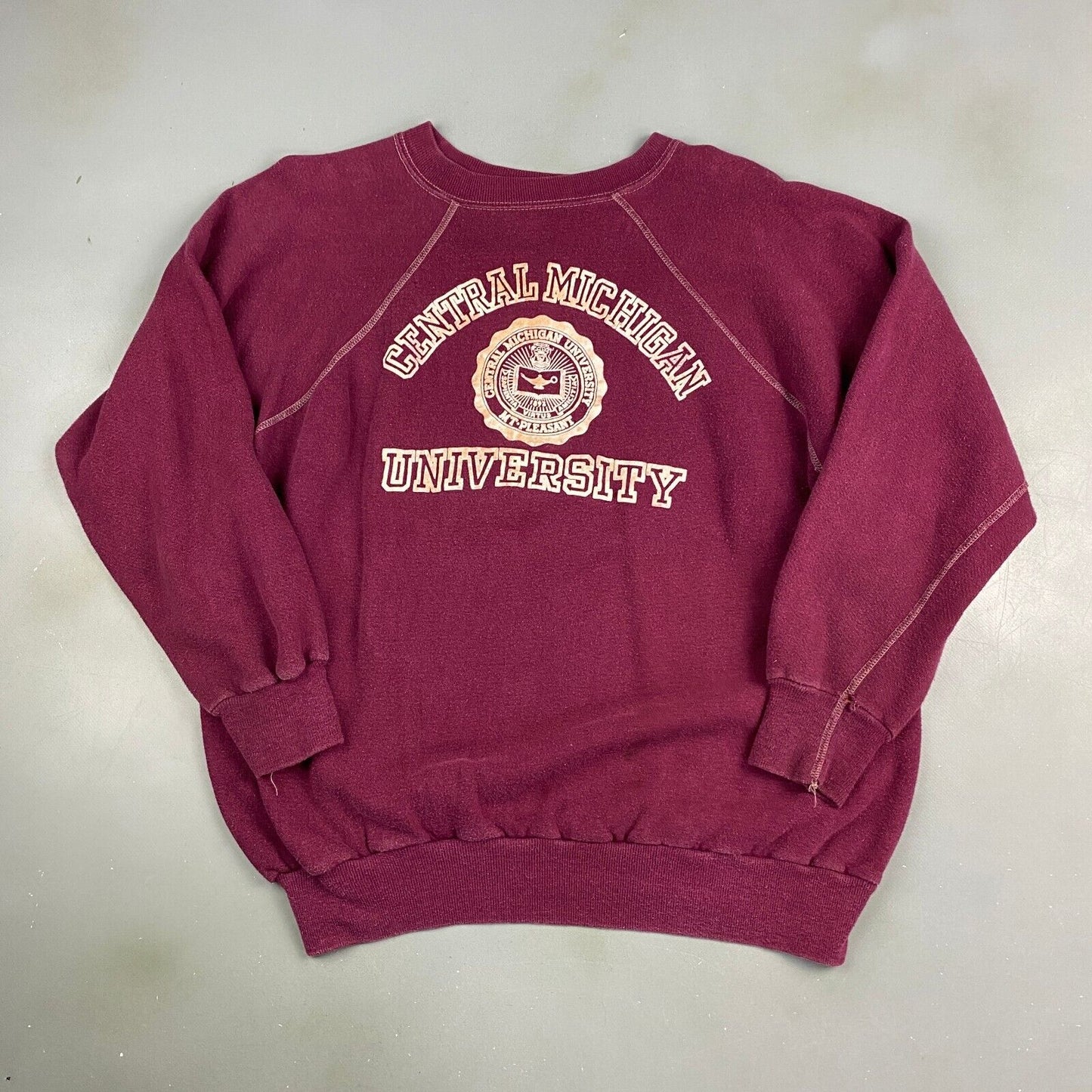 VINTAGE 70s Central Michigan University Crewneck Sweater sz Medium Adult