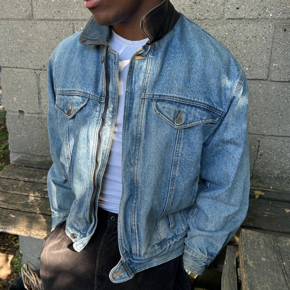 VINTAGE | The North Face Endurance Full Zip Jean Jacket Wool Lined Vest sz M