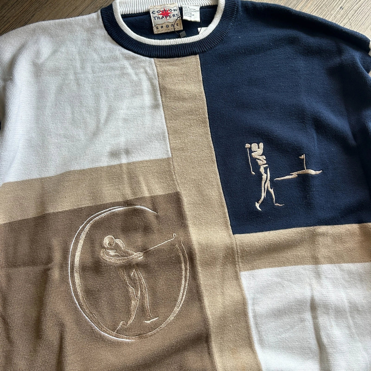 VINTAGE | GOLF Swing Embroidered Artwork Cotton Traders Knit Sweater sz L