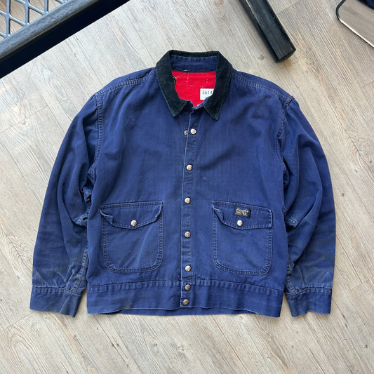 VINTAGE 1950s | Haughs Big 88 Button Snap Work Jacket sz L