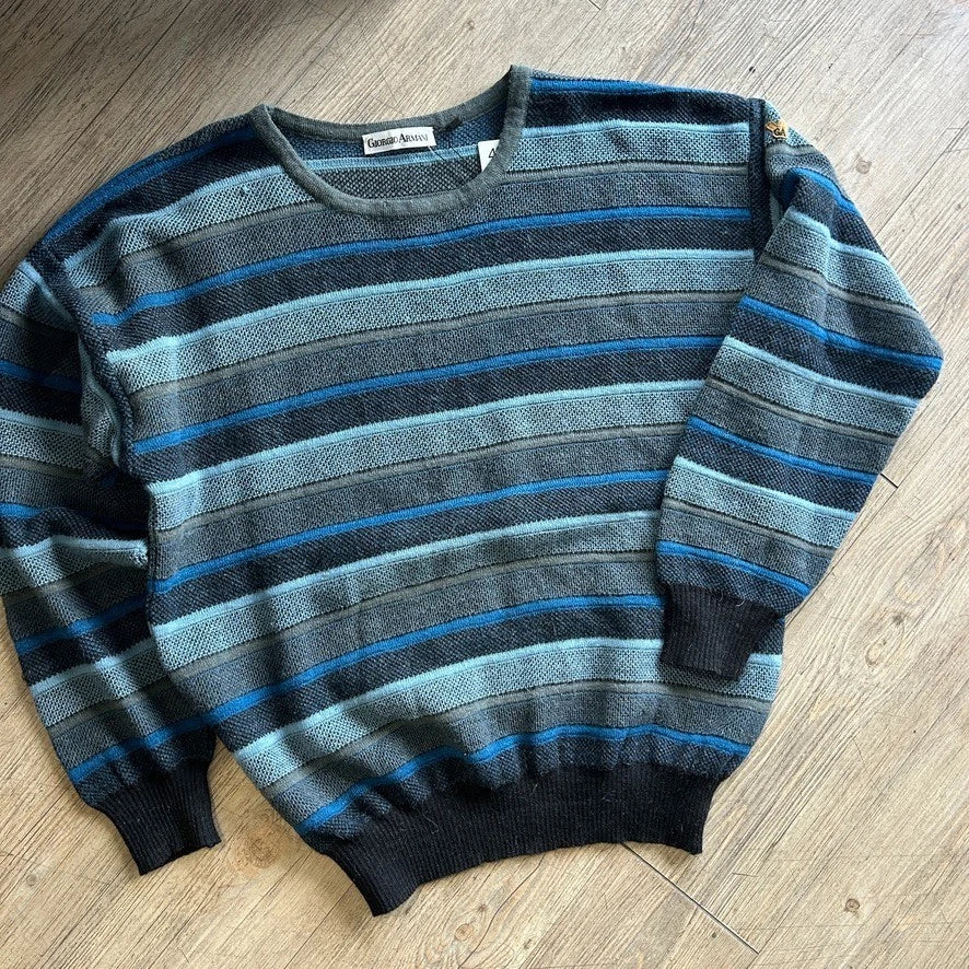 Giorgio ARMANI 1990s | Vintage Striped Knit Sweater sz 50 M