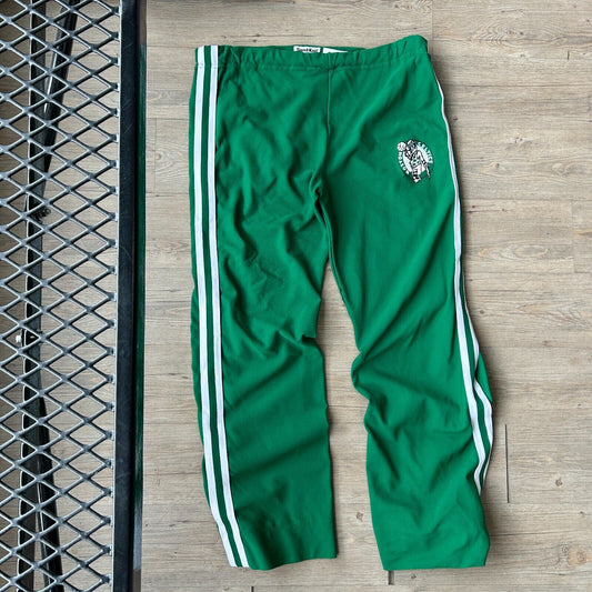 VINTAGE 80s | Boston Celtics NBA Tear Away Warm Up Sand-Knit Pants sz XL / W38
