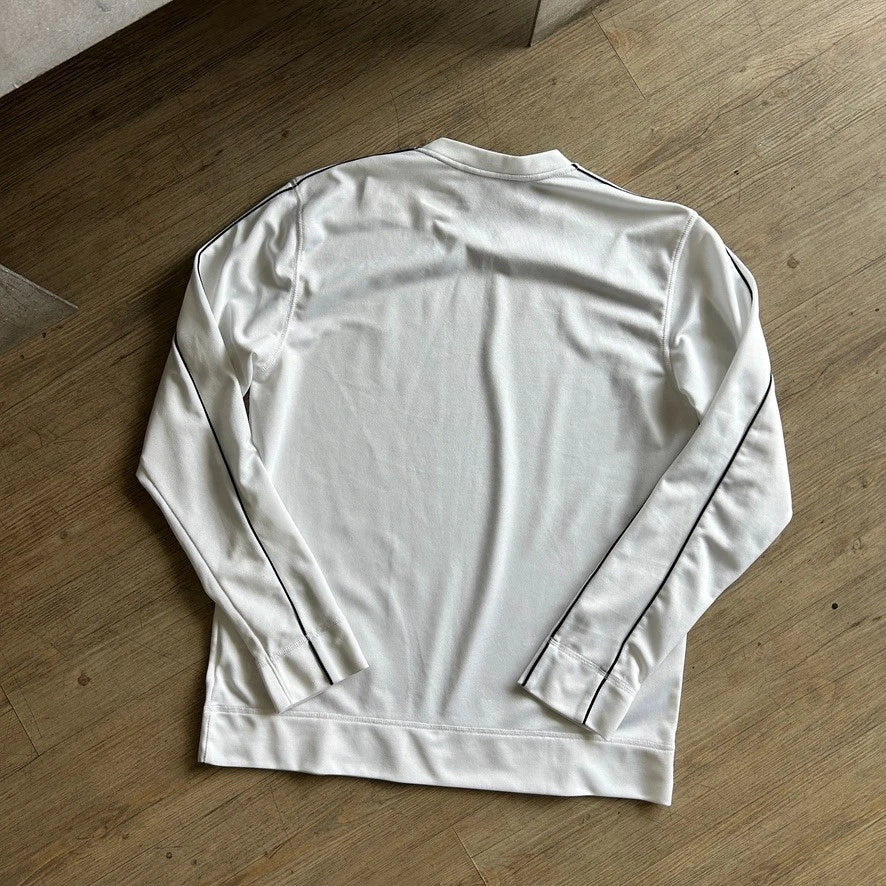 2000s | NIKE Sm Swoosh White Pin Stripe Long Sleeve Jersey T-Shirt sz L