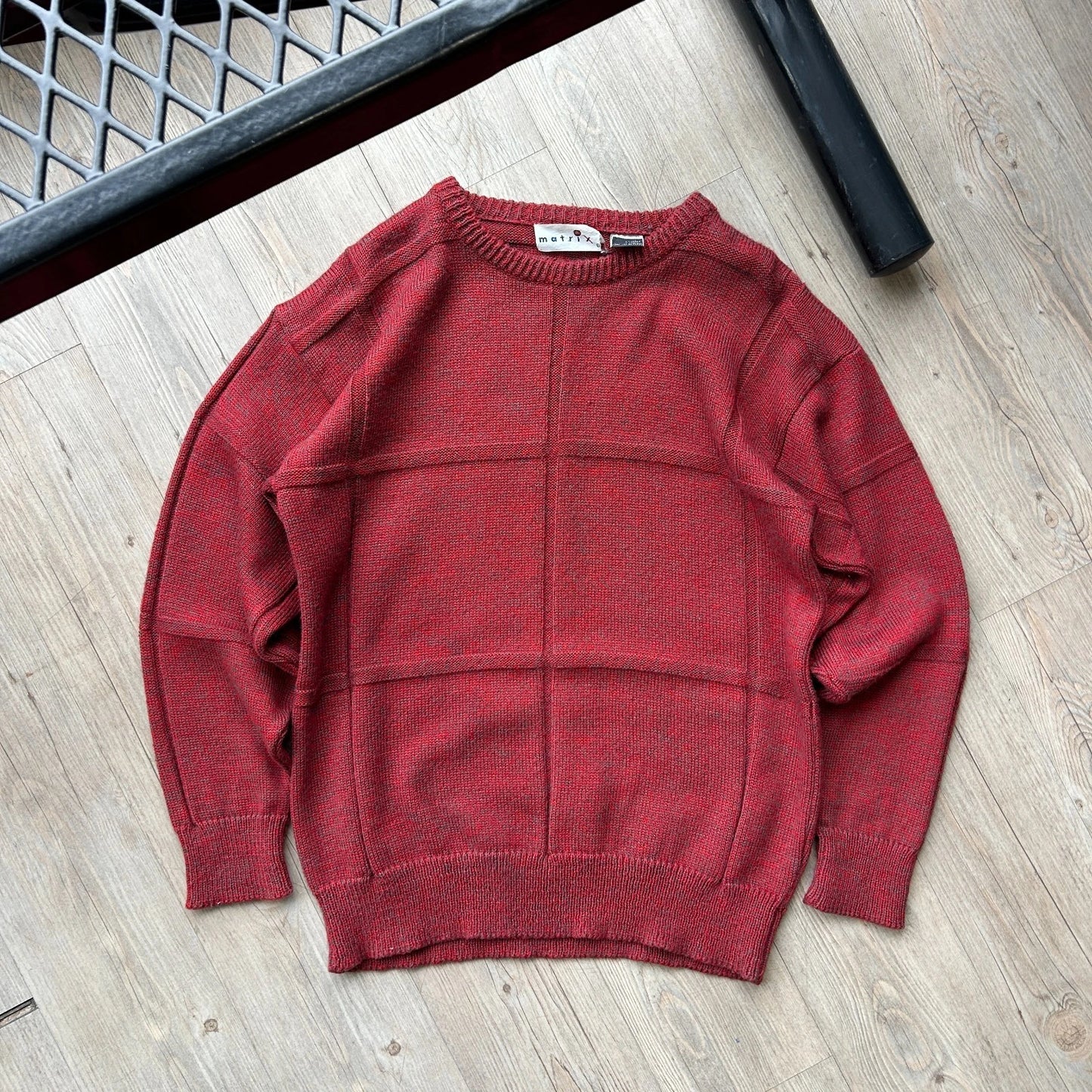 VINTAGE 90s | Matrix Squared Panelled Knit Sweater sz M