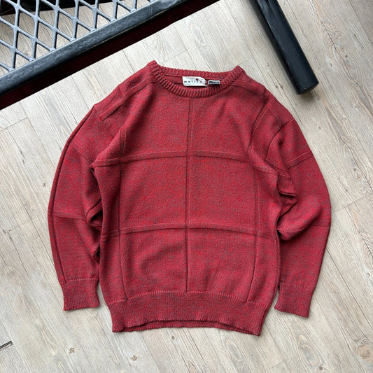 VINTAGE 90s | Matrix Squared Panelled Knit Sweater sz M