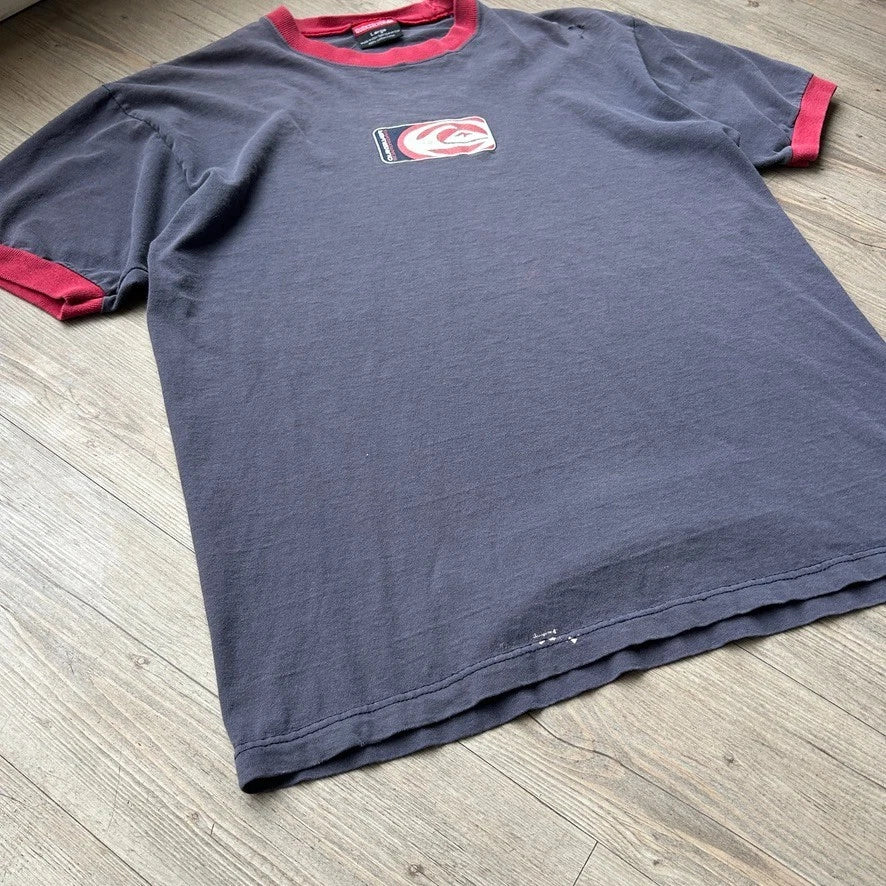 VINTAGE 90s | Quicksilver Board Riding Faded Logo Ringer T-Shirt sz L