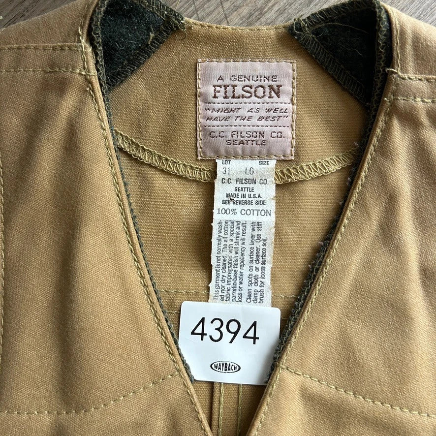 VINTAGE | FILSON Tin Cloth Half Moon Vest Jacket USA Made sz L