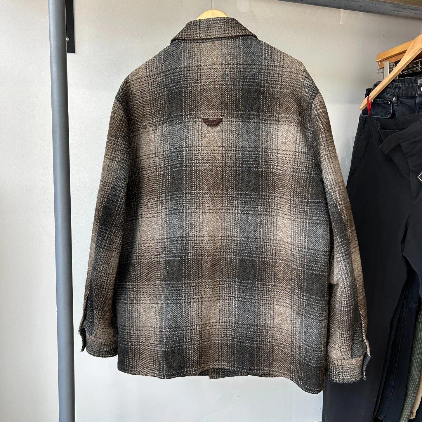 VINTAGE | Eddie Bauer Ombre Shadow Plaid Wool Nylon Field Jacket sz L