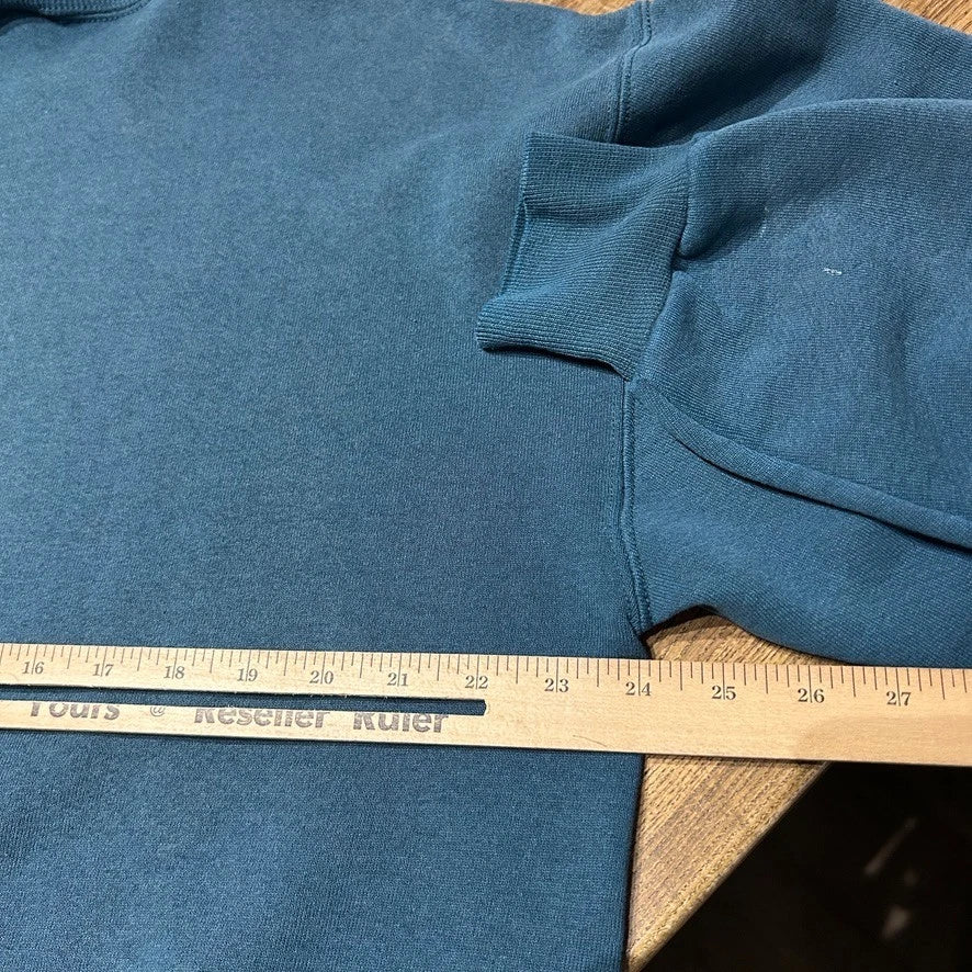 VINTAGE 90s | Russell Athletic Faded Blank Teal Blue Crewneck Sweater sz L
