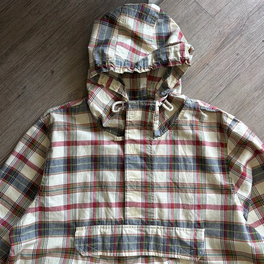 VINTAGE 90s | GAP Plaid Cotton Canvas 1/4 Zip Anorak Jacket sz S/M