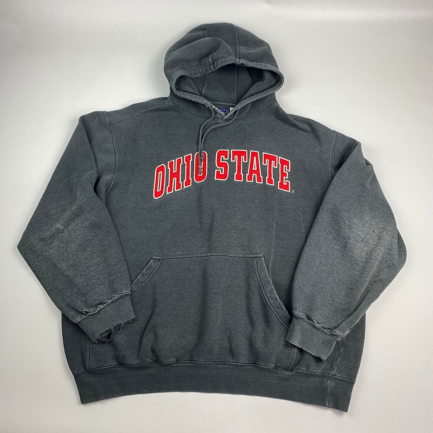 VINTAGE Ohio State Faded Charcoal Distressed Hoodie Sweater sz XL Men