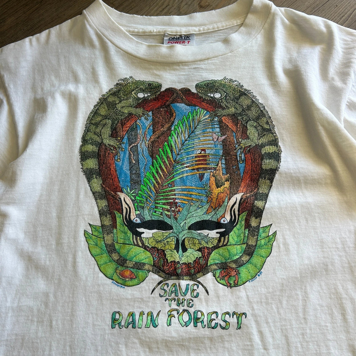 VINTAGE 1989 | Save The Rain Forest Reptile Grateful Dead Earth T-Shirt sz M
