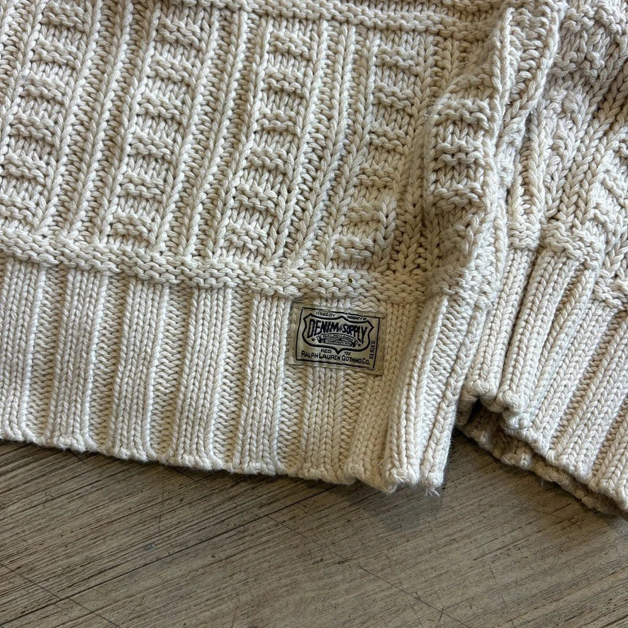 Denim & Supply Ralph Lauren | Vintage Cream Skull Cable Knit Sweater sz M/L