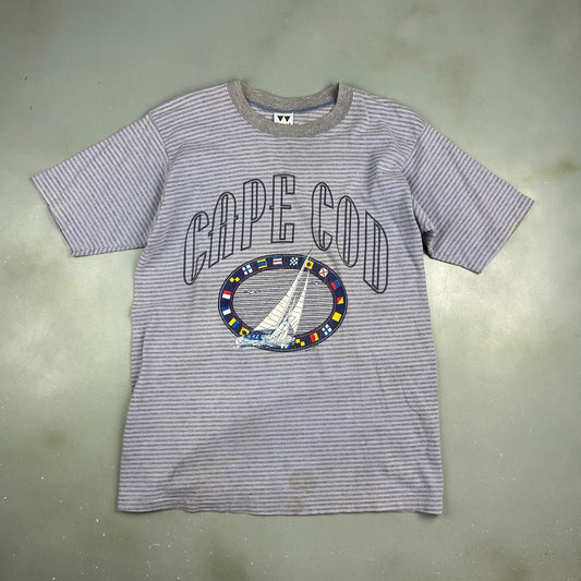 VINTAGE 90s | CAPE COD Sail Boat Striped T-Shirt sz M Men Adult
