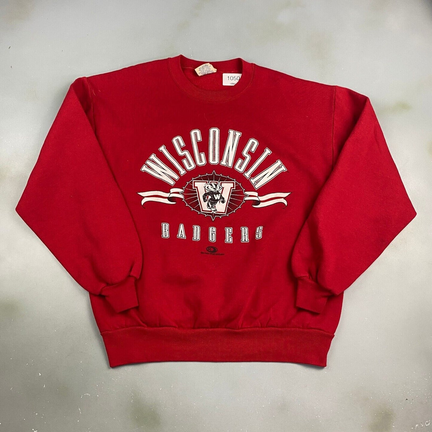 VINTAGE 90s Wisconsin Badgers College Red Crewneck Sweater sz Large Men Adult