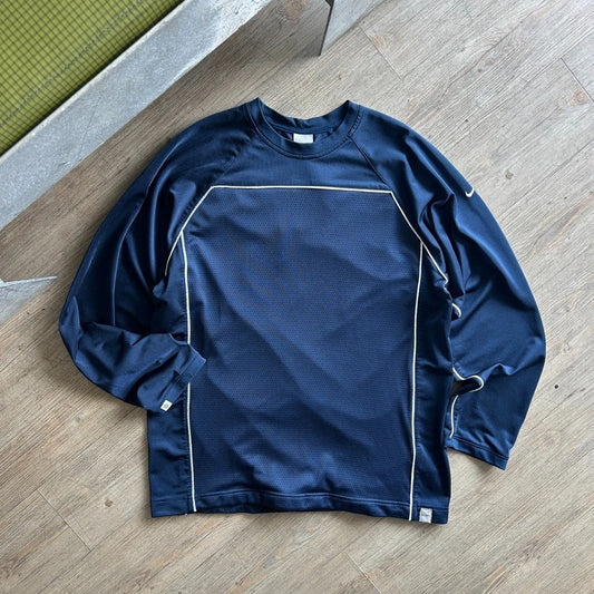 2000s | NIKE Hoops Navy Pin Stripe Long Sleeve Jersey T-Shirt sz L