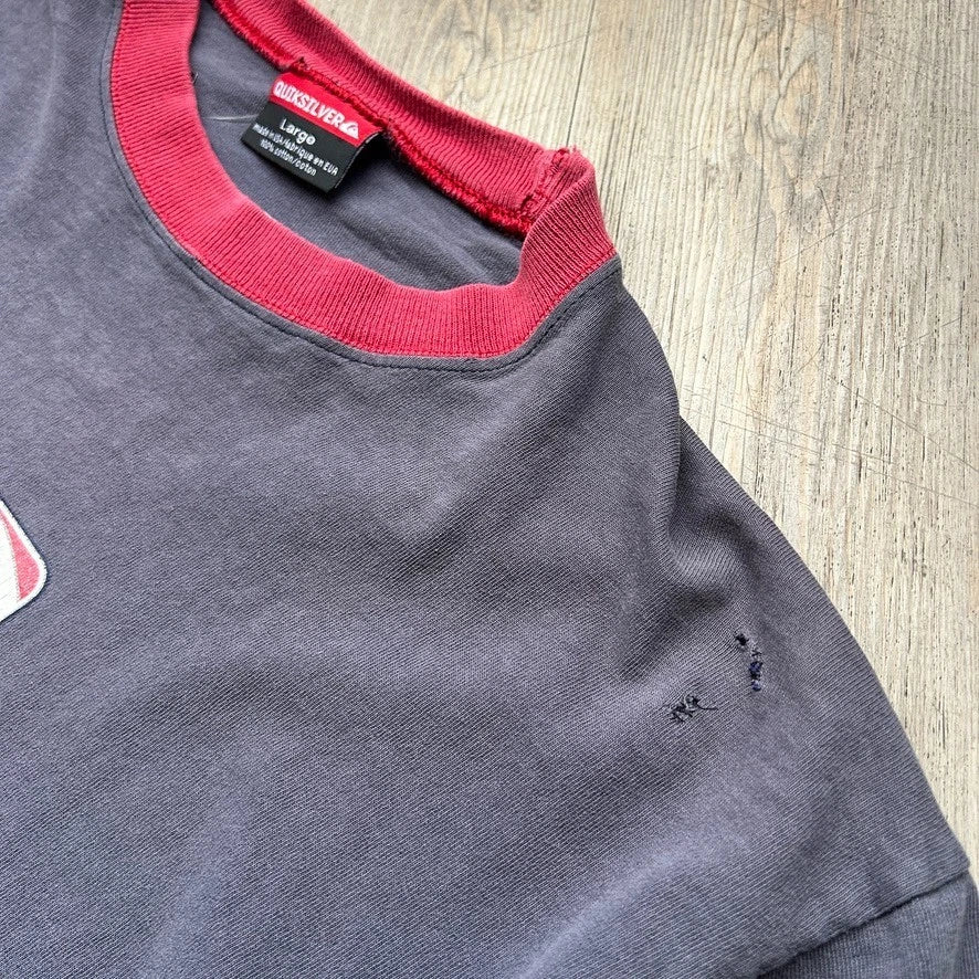 VINTAGE 90s | Quicksilver Board Riding Faded Logo Ringer T-Shirt sz L