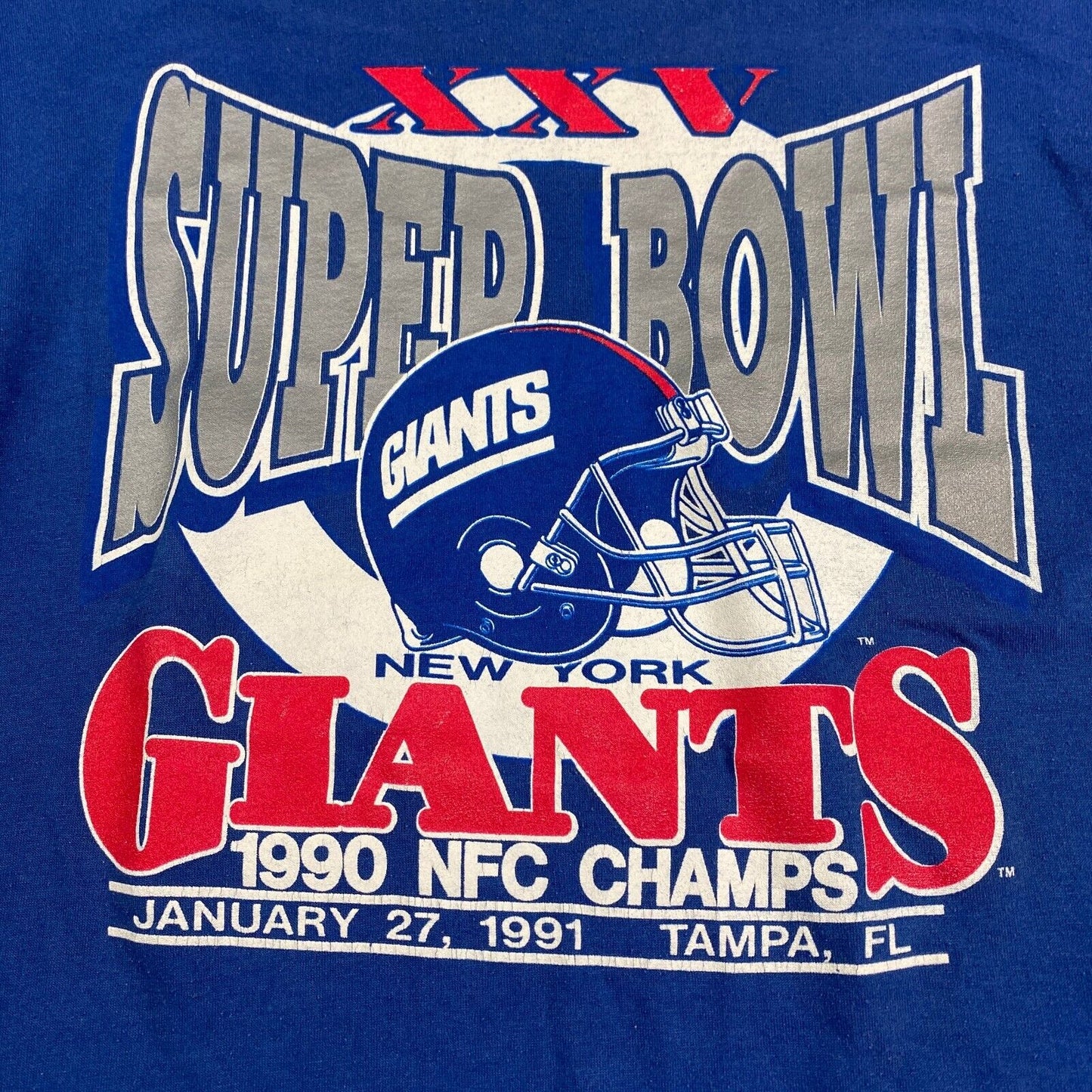 VINTAGE 1990 Super Bowl XXV New York Giants T-Shirt sz Medium Men Adult