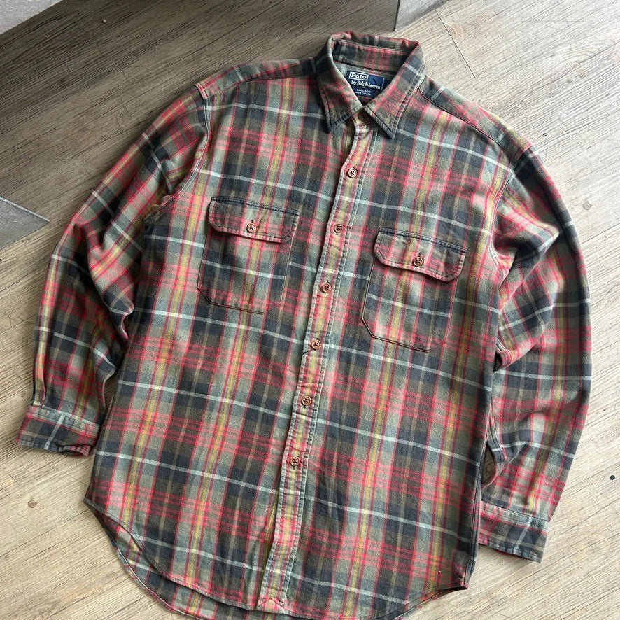 1990s POLO by Ralph Lauren | Vintage Cascade Flannel Button Down Shirt sz L/XL