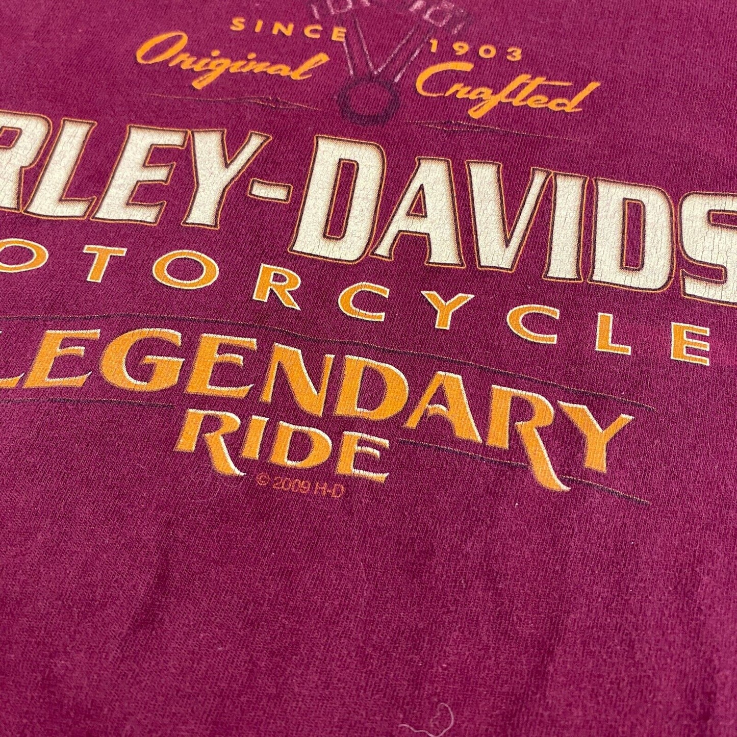 VINTAGE Harley Davidson Legendary Ride Red Biker T-Shirt sz Medium Mens Adult
